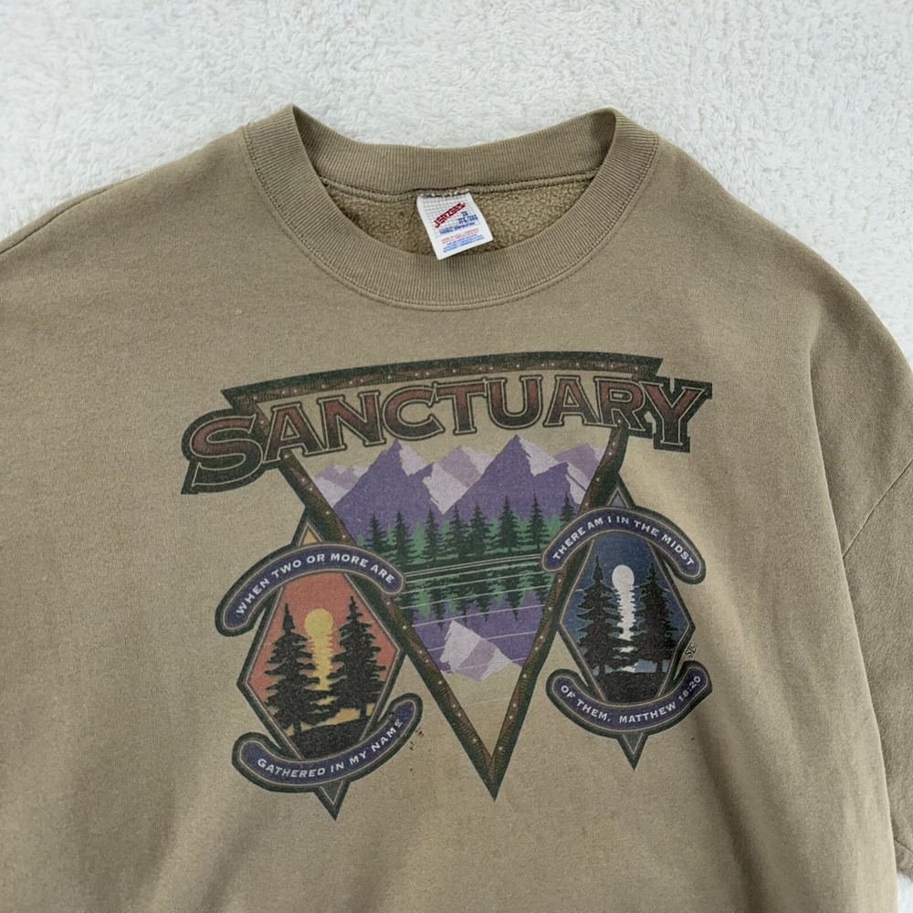 vintage 90s SANCTUARY MATTHEW BIBLE VERSE‎ CREWNECK SWEATSHIRT XL jesus god